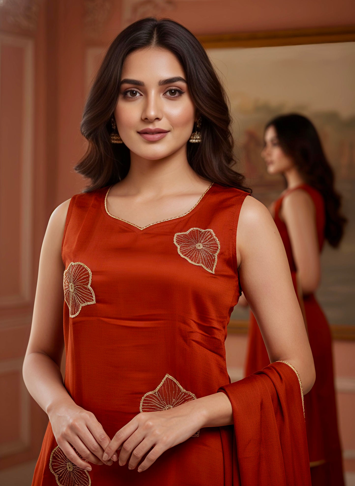 Elira Amber Dusk Hand-Embroidered Silk Kurta Set