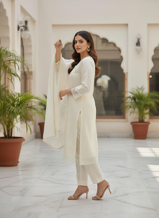Ivory Elegance Embroidered 3-Piece Suit