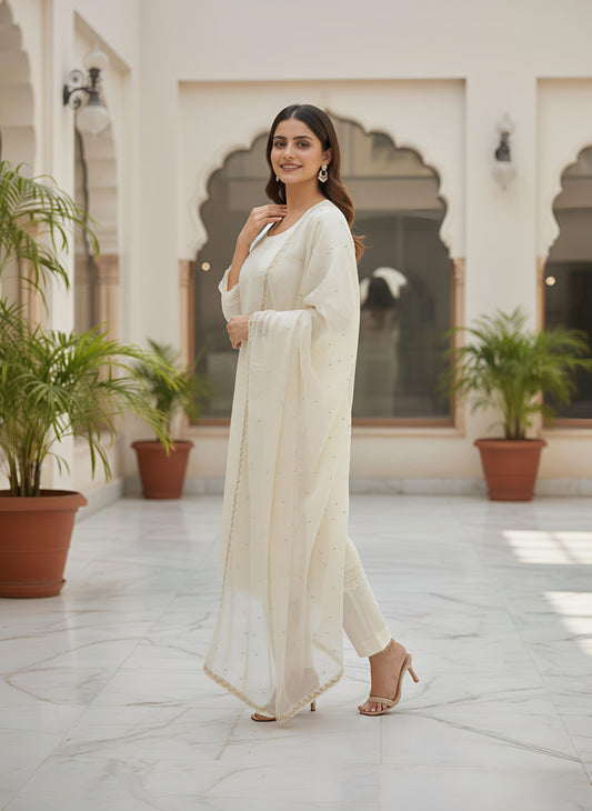 Ivory Elegance Embroidered 3-Piece Suit