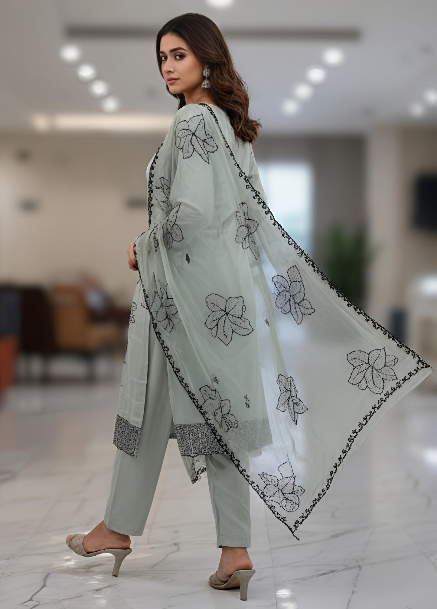 Pistachio Green Embroidered Kurta Set with Dupatta