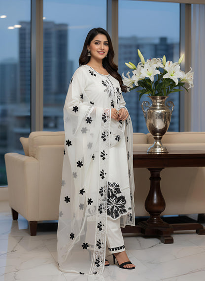Elegant Grey Embroidered 3-Piece Suit