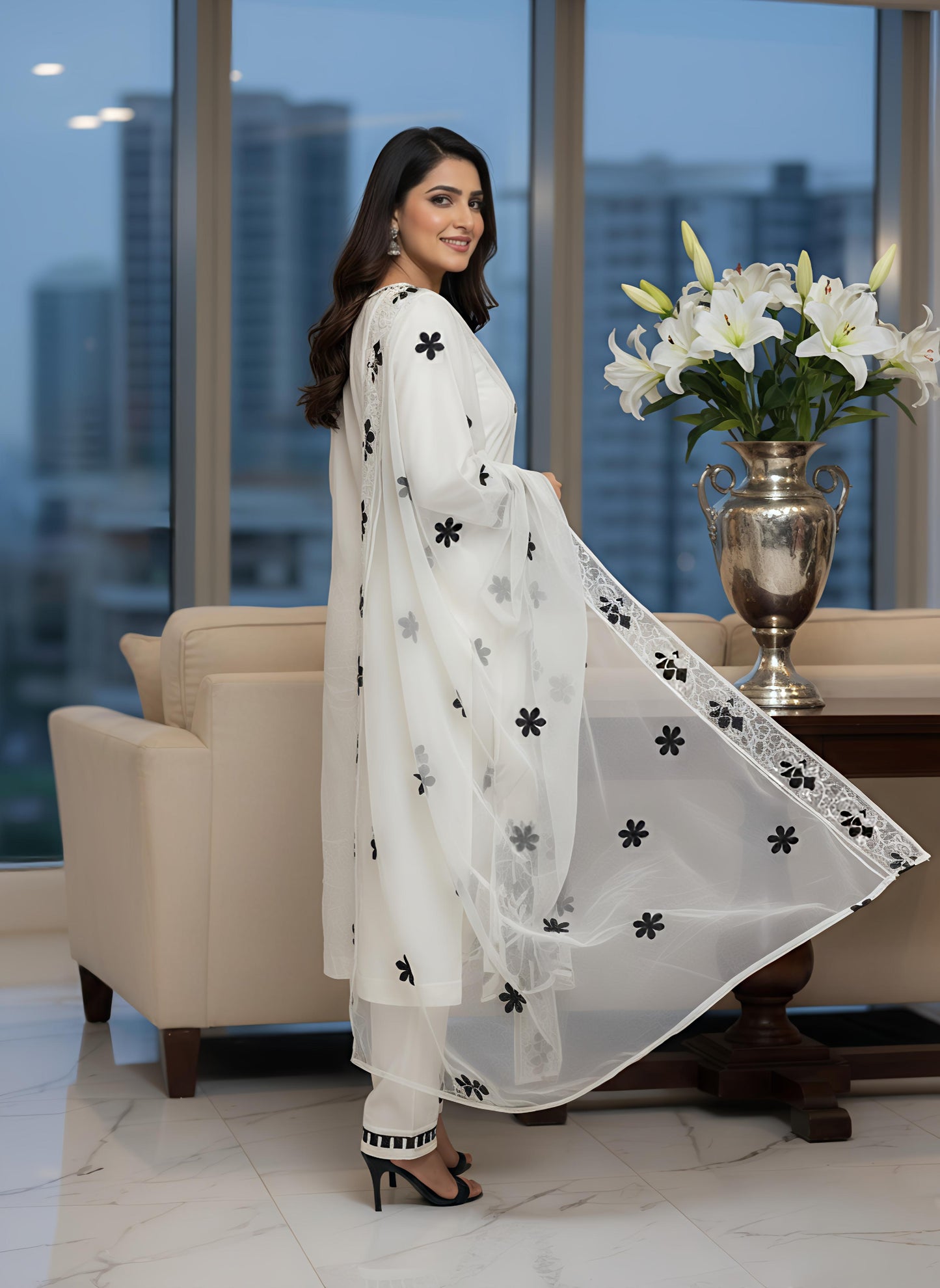 Elegant Grey Embroidered 3-Piece Suit