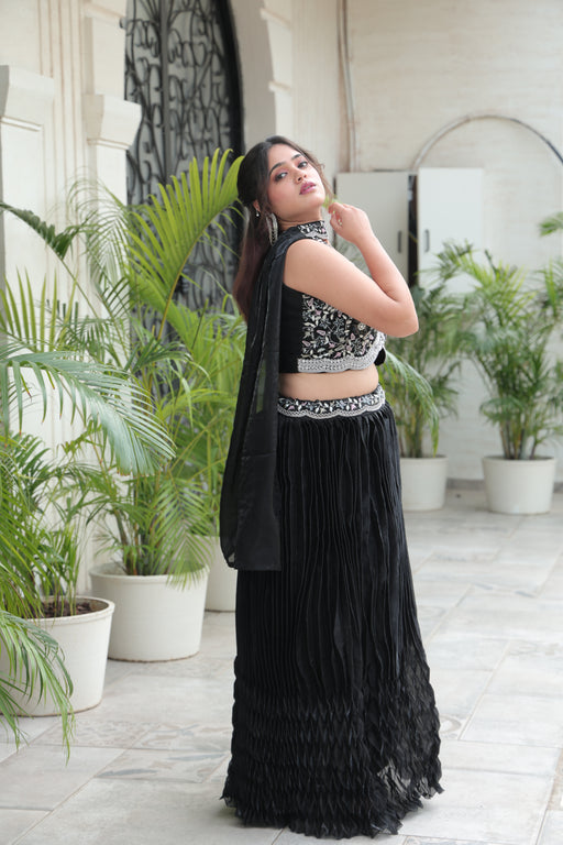 The Noir Embroidered Scalloped Lehenga Set